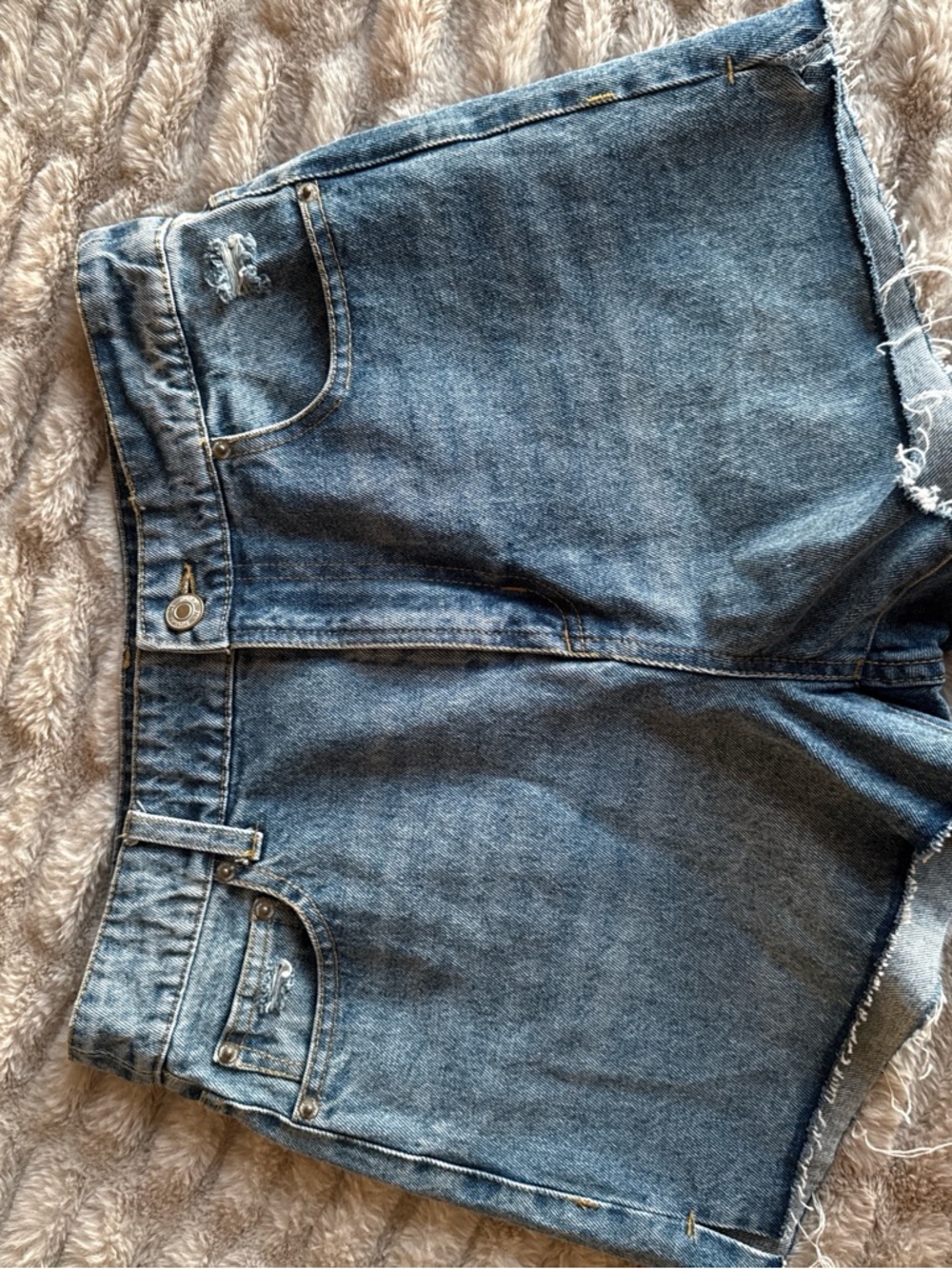 Hurley Light Blue Denim Shorts with Yellow Stitching